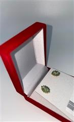 Emerald Gold-Diamond & Stone Earrings 12 Diamonds .36 Carat T.W.